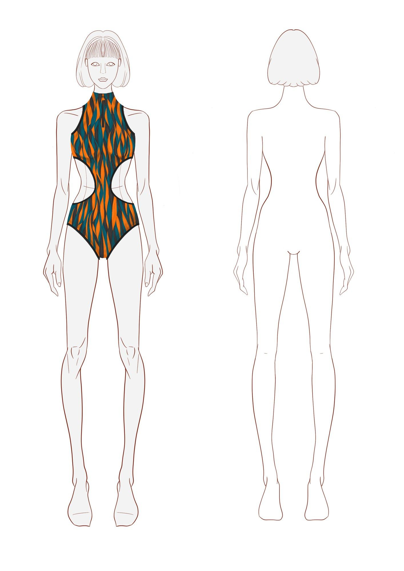 Illustrator flat: Cut-out bodysuit